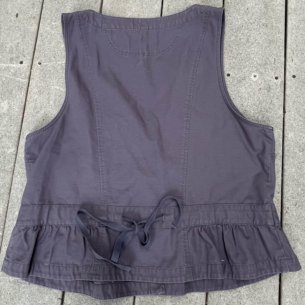 Wrap London Gray Cotton Top Women 41" Bust‎ Ruffle Sleeveless Pocket V Neck Read - Picture 10 of 11